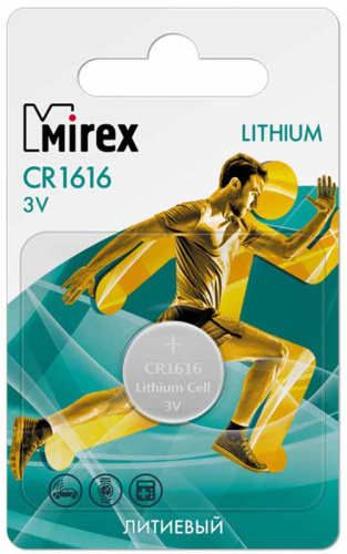 Батарейка MIREX CR1616-1BL Lithium 3В 1 шт в блистере