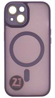 Силиконовый чехол MagSafe для Apple iPhone 15 матовый с линзами фиолетовый