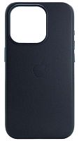 Силиконовый чехол MagSafe для Apple iPhone 15 Pro кожа темно-синий