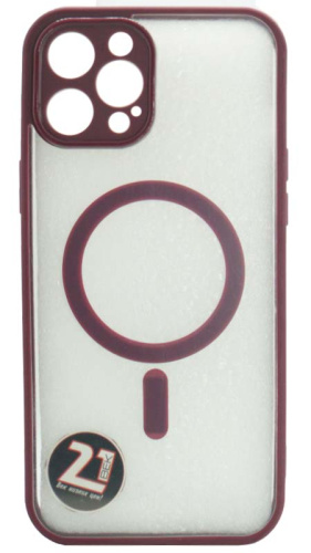 Силиконовый чехол для Apple iPhone 12 Pro Max MagSafe с окантовкой и защитой камеры бордовый