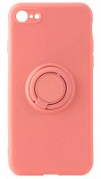 Силиконовый чехол для Apple iPhone 7/8 матовый с кольцом ярко-розовый