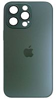 Силиконовый чехол для Apple iPhone 15 Pro Max матовое стекло с линзами зеленый