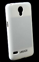 Силиконовый чехол IMUCA для телефона Samsung Round / G910 (milky-white) белый + пленка и стилус