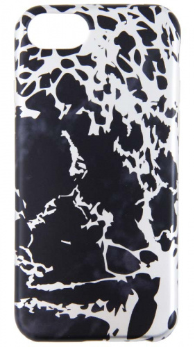 Силиконовый чехол для Apple iPhone 6/6S мрамор черный с серебром