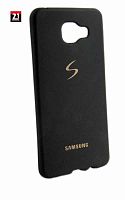 Силиконовый чехол для Samsung Galaxy A510/A5 (2016) бархатный с логотипом чёрный