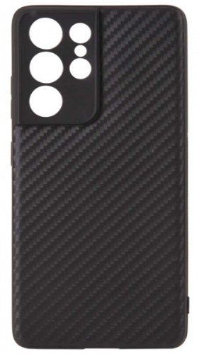 Силиконовый чехол для Samsung Galaxy S21 Ultra карбон черный