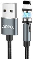 Кабель USB - 8 pin HOCO U94, 1.2м, круглый, 2.4A, нейлон, индикатор, магнитный, чёрный