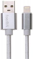 Кабель USB - 8 pin FaisON FX2 LINE, 2.0м, круглый, 2.1A, ткань серебряный