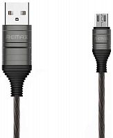 Кабель USB - микро USB Remax RC-130m Luminous Ultimate, 1.0м, 2.1A, силикон, светящийся, чёрный