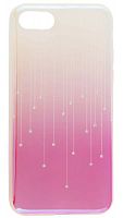 Силиконовый чехол для Apple iPhone 7 прозрачный со стразами SC046 розовый