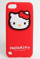 Силиконовый чехол матовый iPod Touch 5 Hello Kitty  c бантиком красный
