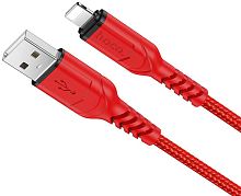 Кабель USB - 8 pin HOCO X59 Victory 2.0м, 2.4A, нейлон, круглый красный