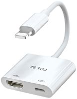 Кабель HDMI - 8 pin Yesido HM06, 1.8м, круглый, силикон белый