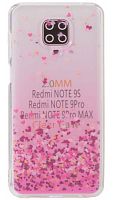 Силиконовый чехол для Xiaomi Redmi Note 9S/Note 9 Pro сердечки розовый градиент
