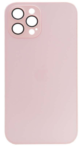 Силиконовый чехол для Apple iPhone 12 Pro Max матовое стекло с линзами розовый
