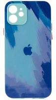 Силиконовый чехол для Apple iPhone 12 стеклянный краски голубой