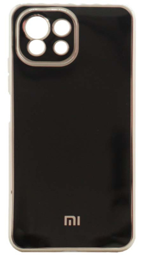 Силиконовый чехол для Xiaomi Mi11 Lite глянцевый с окантовкой черный