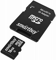 16GB карта памяти MicroSDHC class10 SmartBuy +SD адаптер