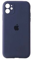 Силиконовый чехол Soft Touch для Apple iPhone 11 с защитой камеры лого темно-синий