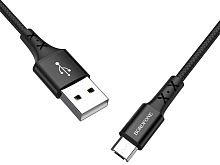 Кабель USB - микро USB Borofone BX20 Enjoy, 1.0м, круглый, 2.4A, нейлон чёрный