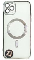 Силиконовый чехол для Apple iPhone 11 Pro Max magsafe серебро