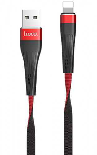 Кабель USB - Apple 8 pin HOCO U39 Slender 2.1A чёрный красная вставка