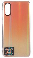 Силиконовый чехол для Samsung Galaxy A02/A022 с золотой окантовкой прозрачно-оранжевый