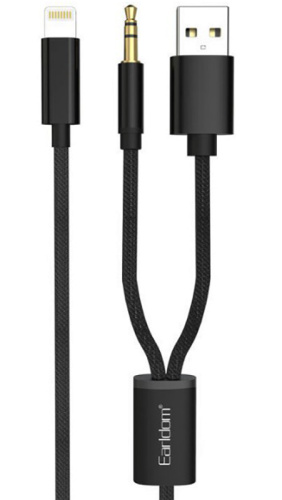 AUX кабель - USB Lighting Earldom AUX43 черный
