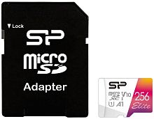 256GB карта памяти MicroSDHC Silicon Power Cl10 U1 A1 V10 (с адаптером)