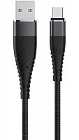 Кабель SOLID, USB 2.0 - microUSB, 1.2м, 2.1A, усиленный, цвет черный, OLMIO