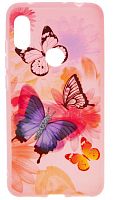 Силиконовый чехол для Xiaomi Redmi Note 6 Pro бабочки розовый