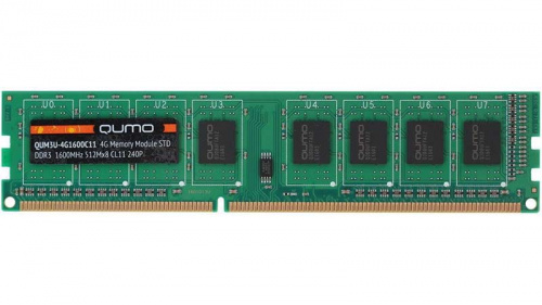Модуль памяти DDR-III 4GB QUMO 1600MHz PC-12800 512Mx8 CL11Retail (QUM3U-4G1600С11)