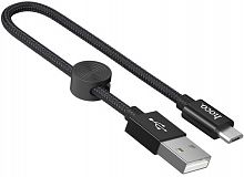 Кабель USB - микро USB HOCO X35 Premium 0.25м круглый 2.4A нейлон, в оплётке чёрный
