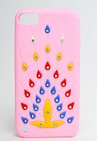 Силиконовый чехол Павлин со стразами для iPod Touch 5 розовый