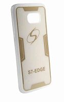 Силиконовый чехол для Samsung Galaxy S7 Edge белый, золотой "S"
