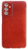 Силиконовый чехол для Samsung Galaxy A14/A145 блестки с защитой камеры красный