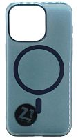 Задняя накладка MagSafe для Apple Iphone 15 Pro прозрачный синий