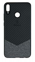 Силиконовый чехол для Huawei Honor 8S/Y5 карбон и кожа черный
