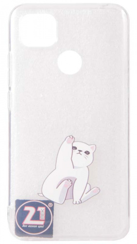 Силиконовый чехол для Xiaomi Redmi 9C белый котик