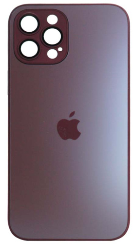 Силиконовый чехол для Apple iPhone 12 Pro Max матовое стекло с линзами бордовый