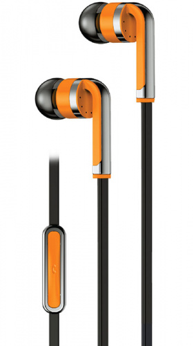 Наушники-гарнитура "Calypso" 3.5мм, оранжевые, пластик, с микрофоном и кнопкой ответа, OLMIO