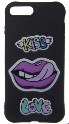 Силиконовый чехол для Apple iPhone 7 Plus/8 Plus фиолетовые губы черный