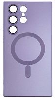 Силиконовый чехол для Samsung Galaxy S23 Ultra MagSafe матовый с линзами фиолетовый