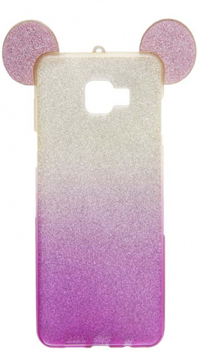 Силиконовый чехолдля SAMSUNG Galaxy A710/A7 (2016) алмазная пыль с ушками фиолетовый