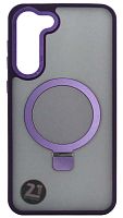 Силиконовый чехол для Samsung Galaxy S23 Plus MagSafe с подставкой фиолетовый
