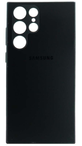 Силиконовый чехол для Samsung Galaxy S22 Ultra матовое стекло с лого черный