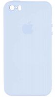 Силиконовый чехол Soft Touch для Apple iPhone 5/5S/SE с лого голубой